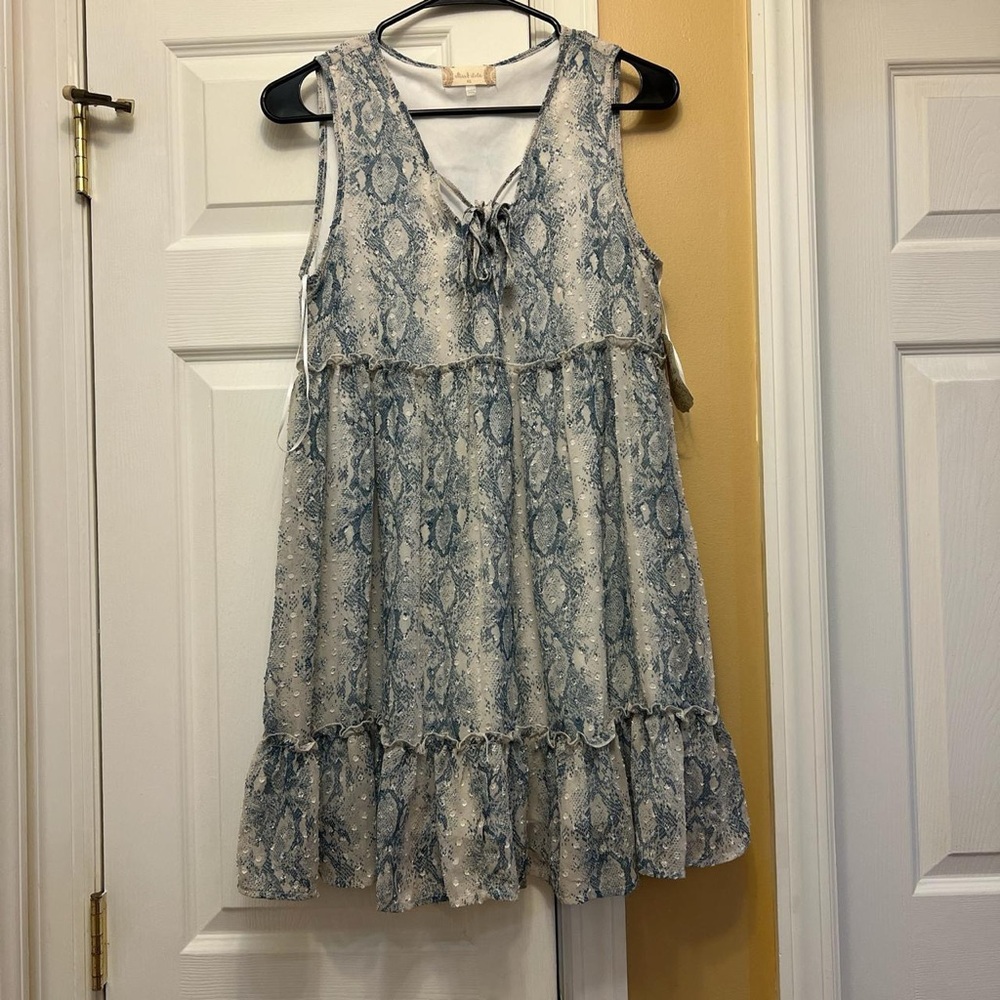 Altar’d State Sundress white and blue Size XS Baby Doll NWT